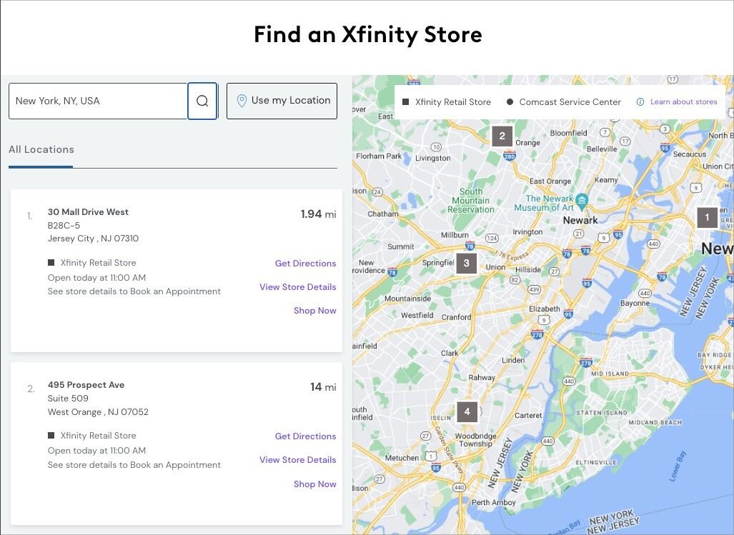 Xfinity Store Locator
