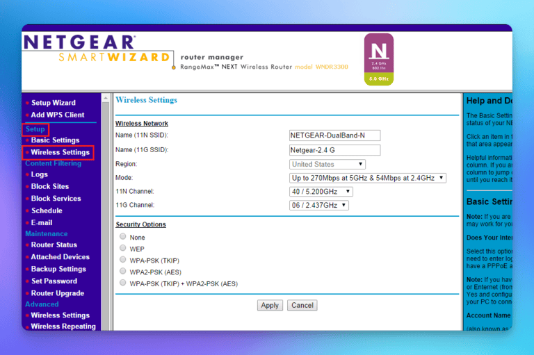 Configuring Wireless Settings