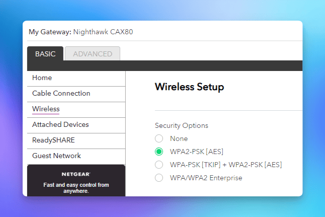 Selecting Security Protocols to Setup Netgear Router